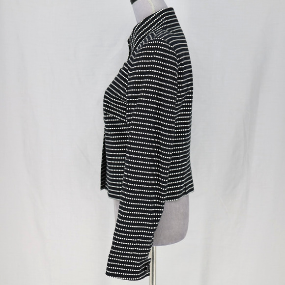 Worth Jacket Womens 4 Black White Polka Dot Cotton Lined Blazer Crop Career - Picture 12 of 15